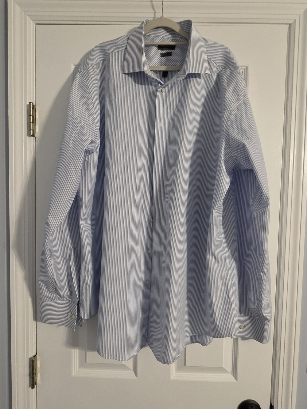 Calvin Klein Blue & White Pinstripe Dress Shirt, Big & Tall